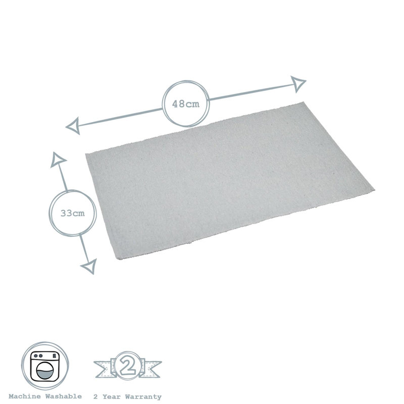 Nicola Spring - Ribbed Cotton Placemats - 48 x 33cm, Grey