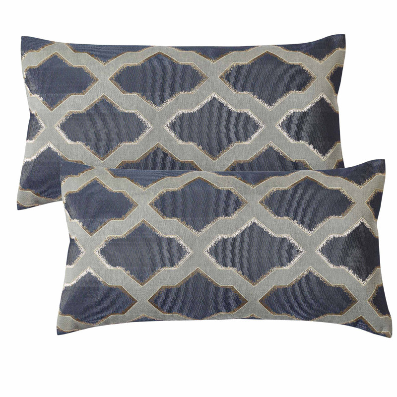 Geometric Rectangular Lumbar Cushion Cover, Charcoal