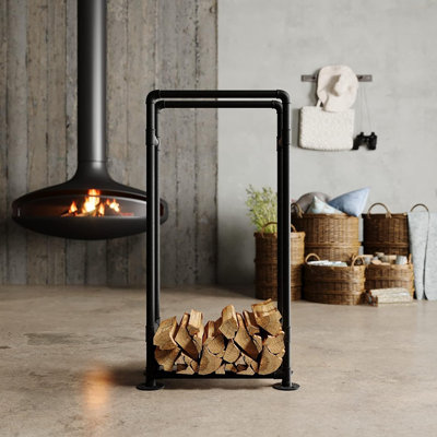 Firewood Rack Outdoor - OTTO - Heavy Duty Industrial Pipe Firewood Holder Stack Indoor And Outdoor For Fireplace Firepit