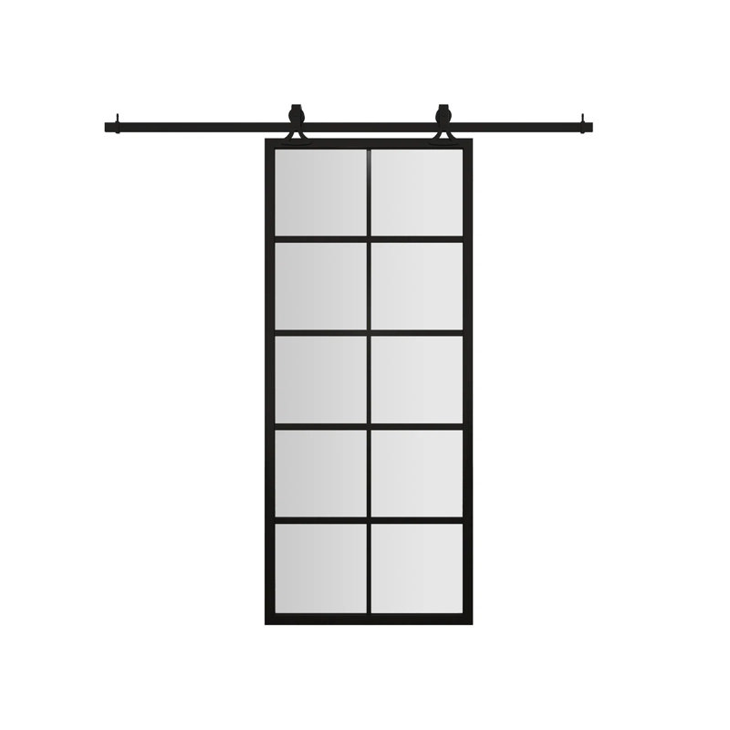 84'' with Installation Hardware Kit Barn Door, 36" W x 84" H, Frosted Glass