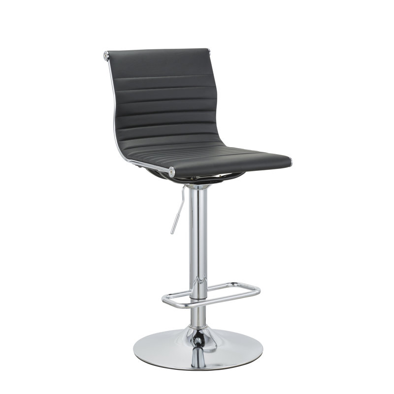 Tabouret à hauteur réglable Adlina, Noir, Argent