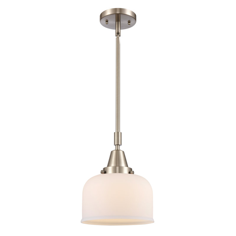 Lesher 1 - Light Single Pendant, 44.12" H x 8" W x 8" D, Matte White, Brushed Satin Nickel