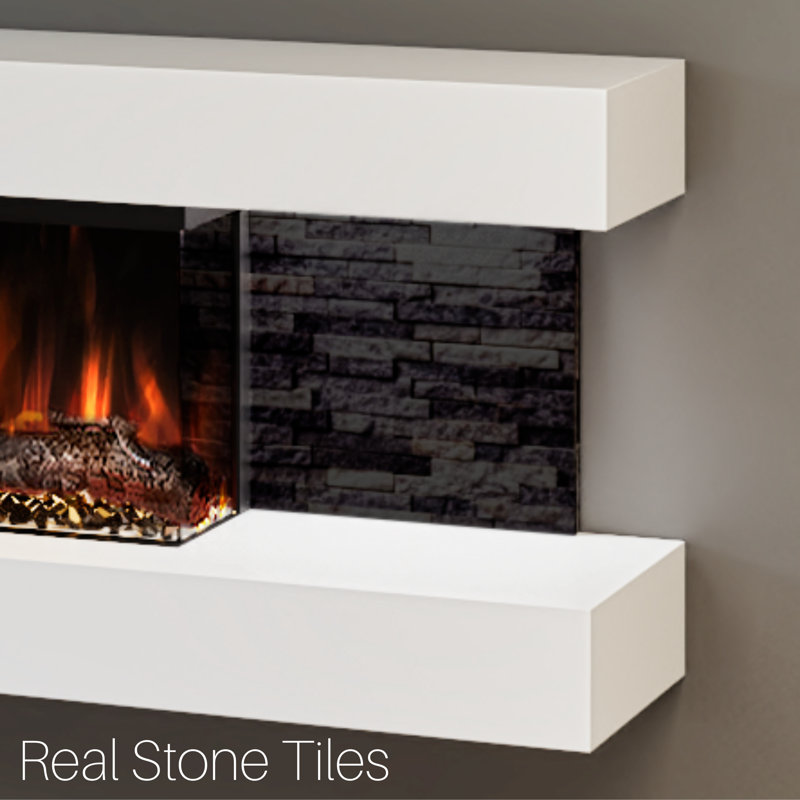 Vegas 72-Inch Wall Mounted Electric Fireplace | Fully Assembled | 3-Sided Panoramic Flame | Remote Control | LED Side Lights