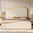 Callisburg Upholstered Queen Bed Frame with Harp Headboard & Footboard, Cream-763182682-763182686