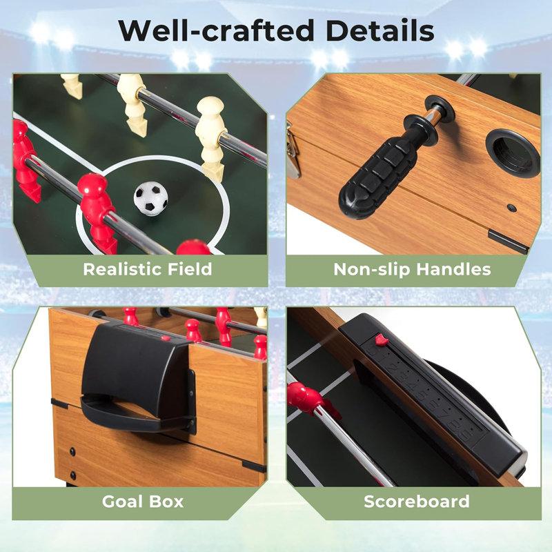 48'' 3-in-1 Wood Multi-Game Table with Foosball, Hockey, and Billiards