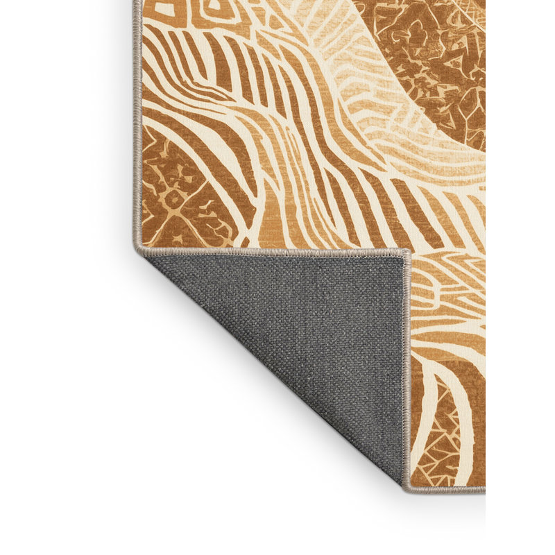 Tapis moelleux moelleux d'inspiration mondiale Maspeth en beige - reliure beige, 6 po de diamètre