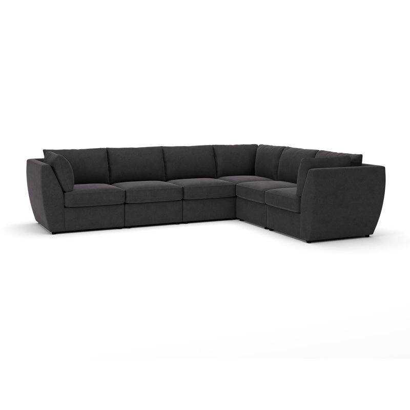 Caldwell 6-Piece Modular Upholstered Sectional, Bella Gunmetal