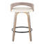 Tabouret de comptoir à hauteur fixe avec pivot en bois gris clair et similicuir avec repose-pieds rond en métal noir - ensemble de 2