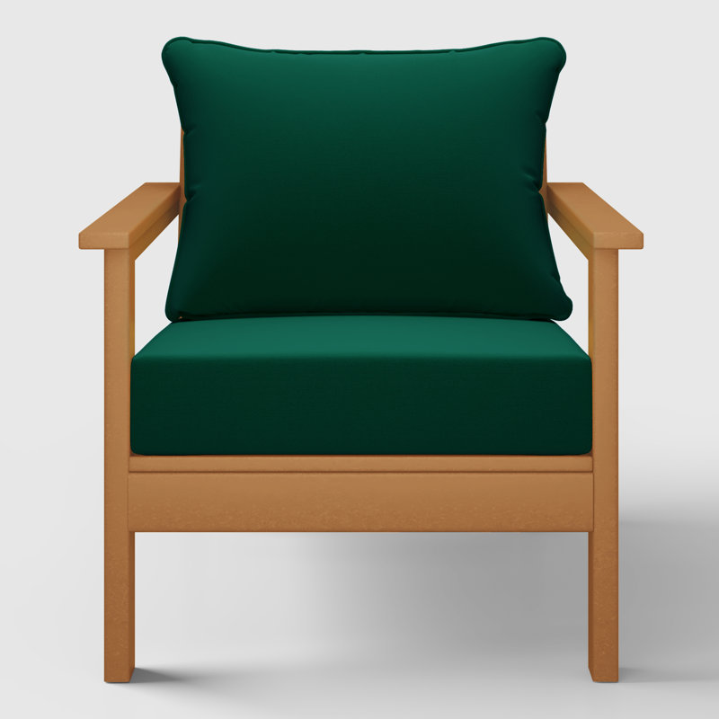 Chaise profonde avec coussins (ensemble de 2), Green, Teck