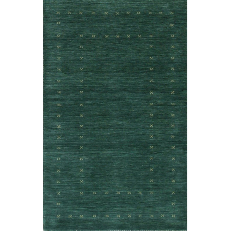 Tapis vert en laine fait à la main Kristilyn, Rectangulaire 3 pi x 5 pi