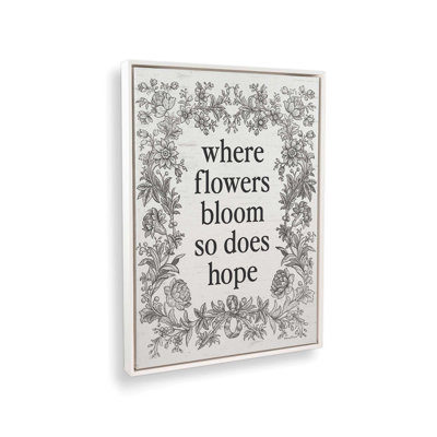 «Where Flowers Bloom», reproduction d'art avec lettres et lignes