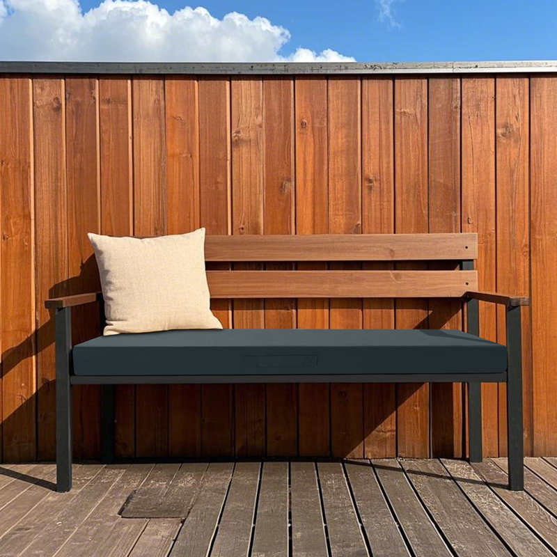 Outdoor Bench Cushion, 45 x 18 x 3 in, with Removable Cover, Waterproof, UV-Resistant, and Anti-Slip with Ties,Gray