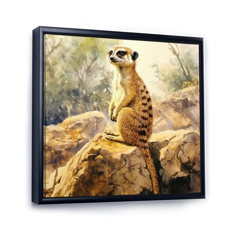 Suricate II, impression sur toile, H 36 po x l 36 po, Cadre flottant noir