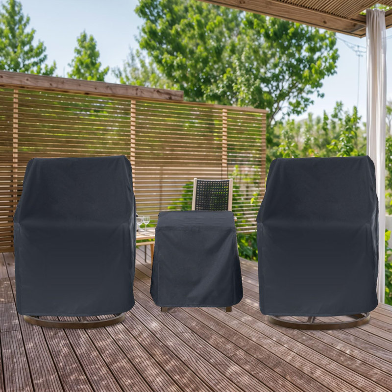 Large Black Waterproof Patio Furniture Covers for 3-Piece Bistro Set