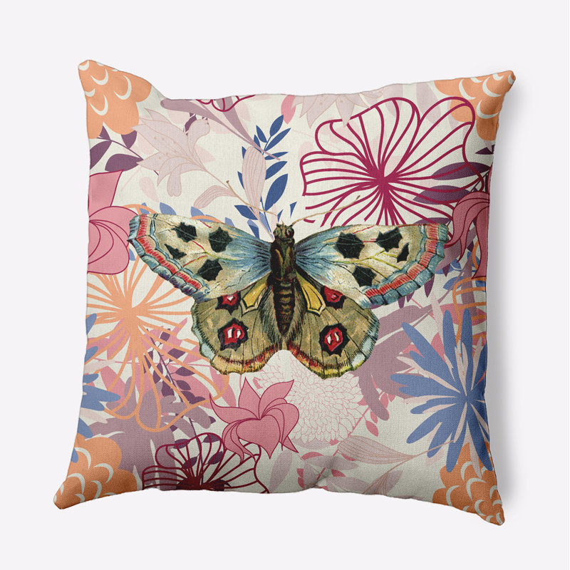 Coussin décoratif en polyester floral, H 26 po x l 26 po, Carré
