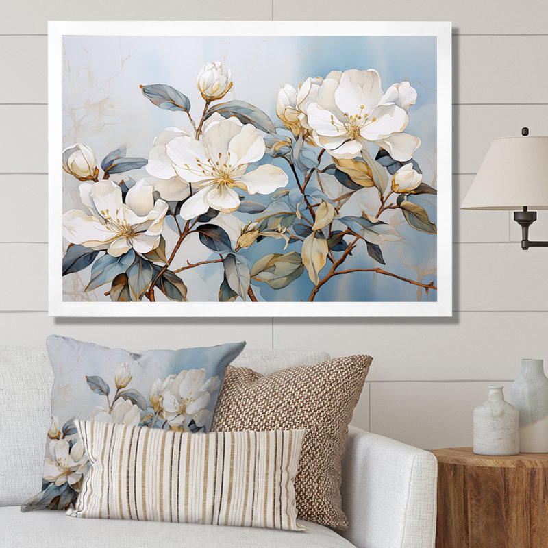 Essence de Rhododendron Simplicité IV, Cadre simple blanc, H 12 po x l 20 po x P 1 po