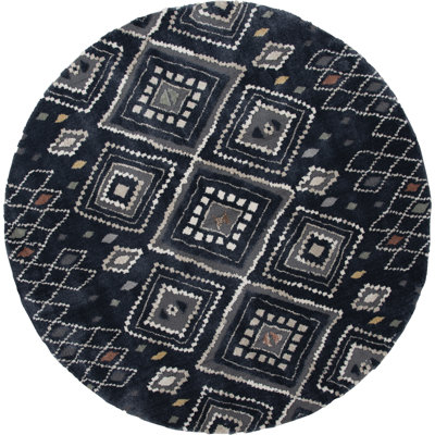 Bungalow Rose Plath Iris Beige /Blue 7 ft. 10 in. Round Global Indoor Polyester Area Rug