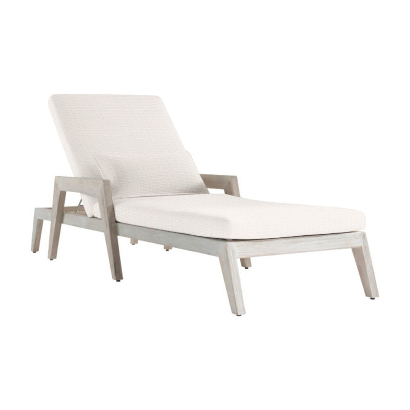 Altea Outdoor Teak Chaise Lounge, White Sunbrella 6063-000
