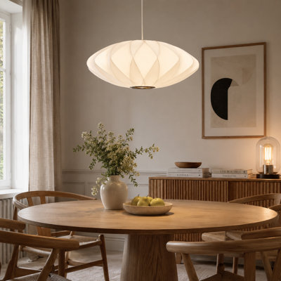 Luminaire suspendu en fausse soie Lunelle