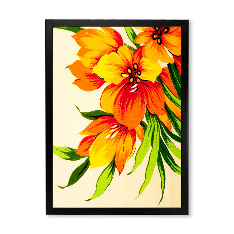 «Blooming Orange and Green Flowers», reproduction d'art sur toile traditionnelle, L 12 po x H 20 po x P 1,5 po