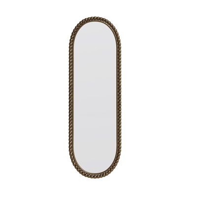 Iron Art Oval Retro Mirror, Antique Effect,Wall Hanging,Suitable For Living Room,Bedroom, Entrance (Gold)
