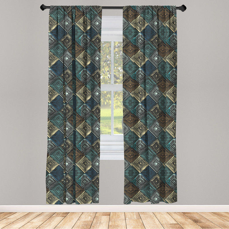 Geometric Semi-Sheer Rod Pocket Curtain Panels, 28" x 63"