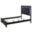Mobilier de chambre moderne capitonné à finition noire avec panneau de lit double en faux diamant