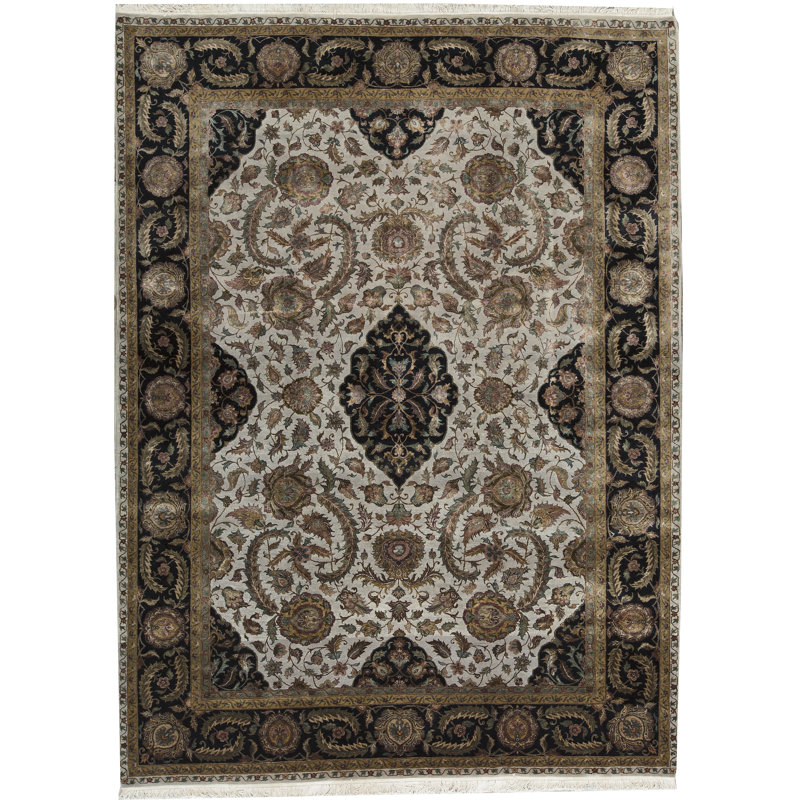 Tapis noir de haute qualité noué à la main
