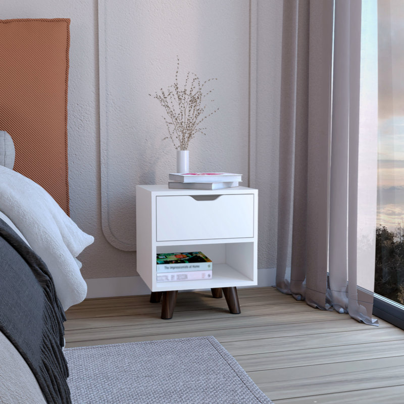 Table de chevet Ayva, Blanc