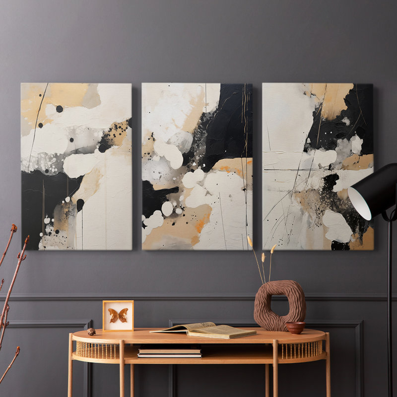 Abstract Series CLXX -Set Of 3 Gallery Wrapped Canvas -Ready to Hang, 27" H x 18" W