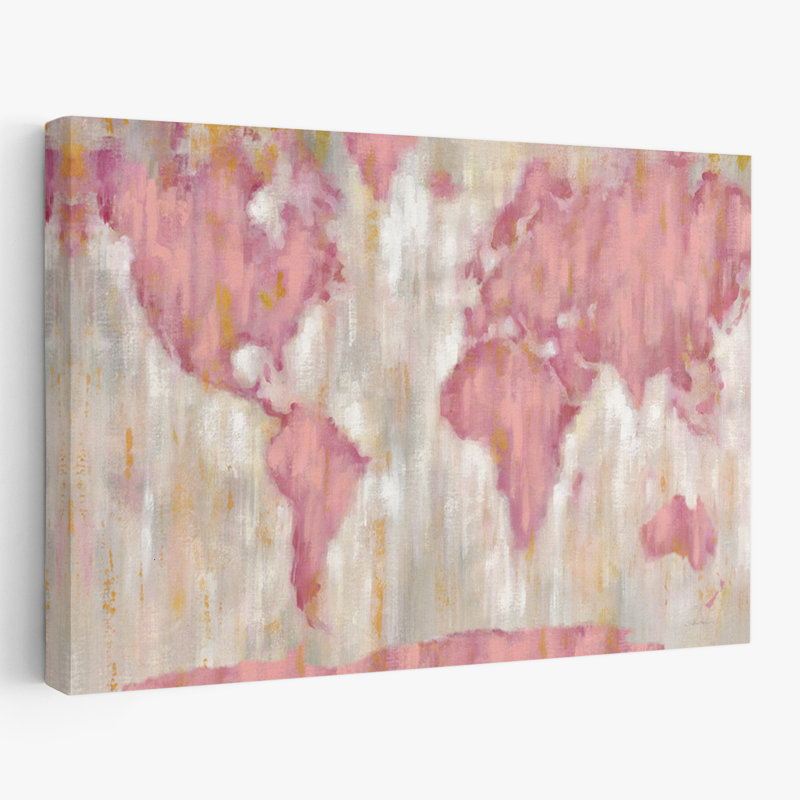 «Blush World Map V2 Crop - Abstract Beige Continents» crème, H 60 po x l 40 po