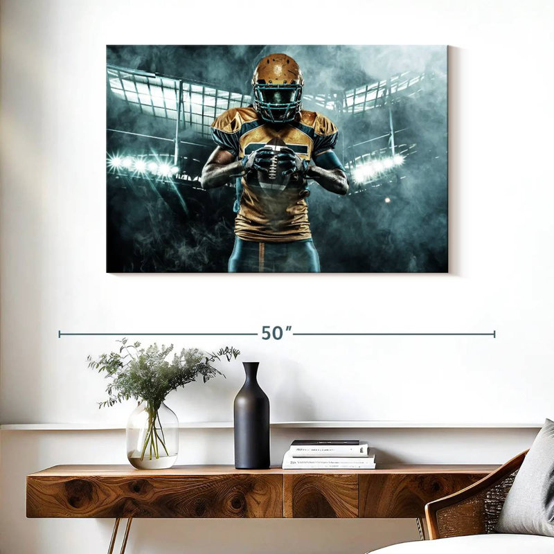  «American Football Player, H 26 po x l 39 po