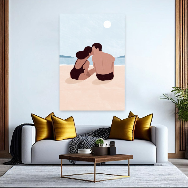 Art contemporain, art abstrait côtier romantique, H 60 po x l 40 po