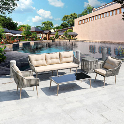 Nameeta Outdoor patio rattan sofa waterproof shade