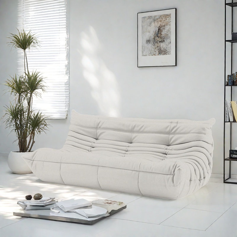 Simple Caterpillar Lazy Sofa, Light Gray Suede