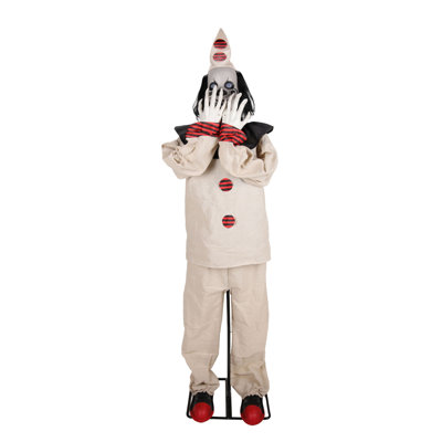 Haunted Hill Farm 5.5 ft Standing Pop-Up Clown Halloween Animatronic with Pop-Up Head