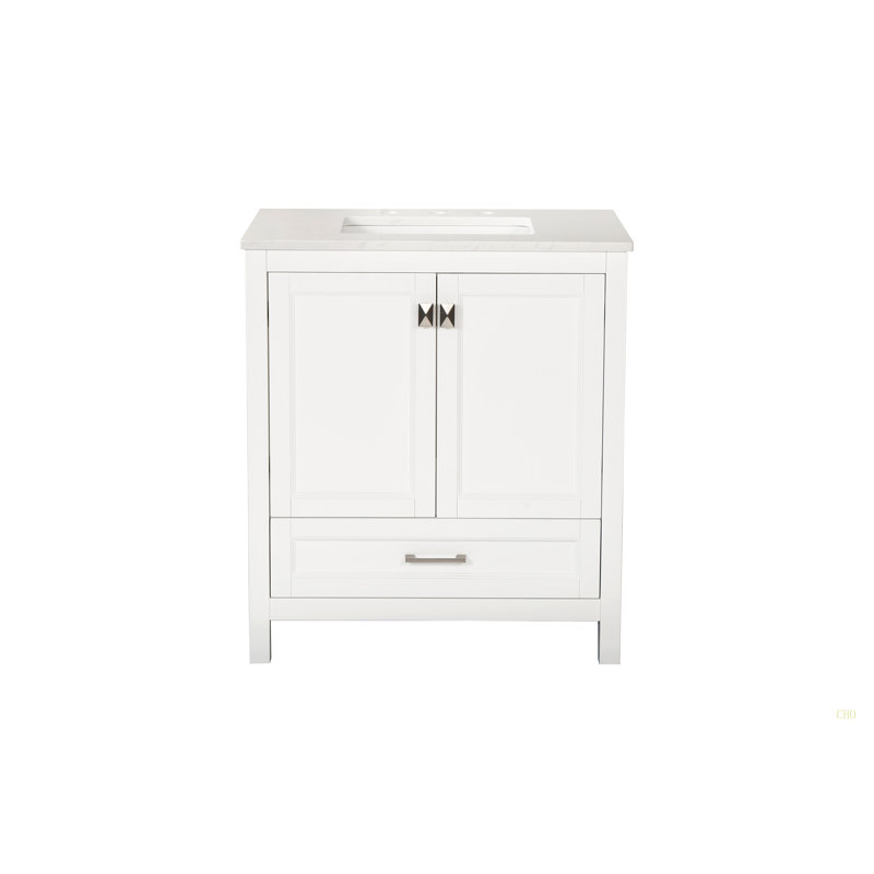 Meuble-lavabo autoportant de 30 po avec lavabo, comptoir en marbre Carrara