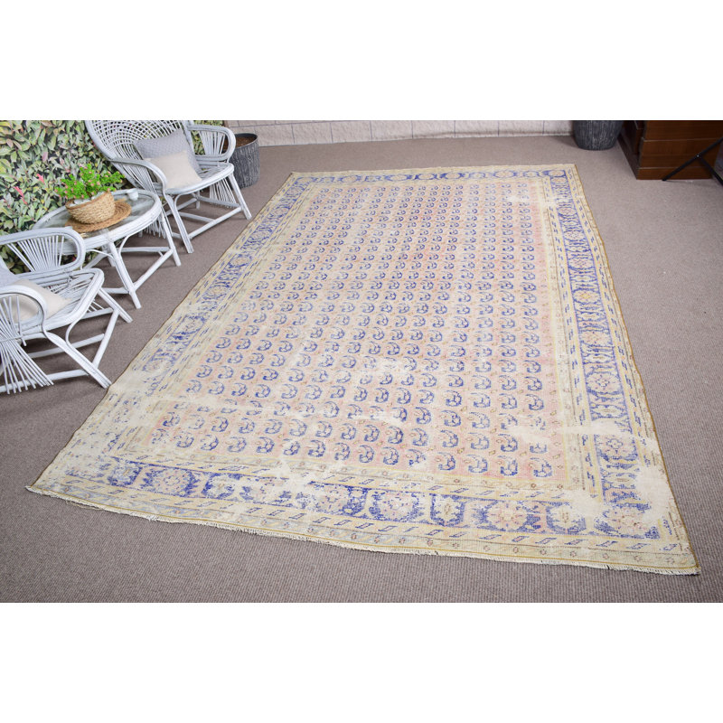 Vintage Turkish Area Rug with Soft Pastel Hues and Elegant Pattern for Unique Home Decor