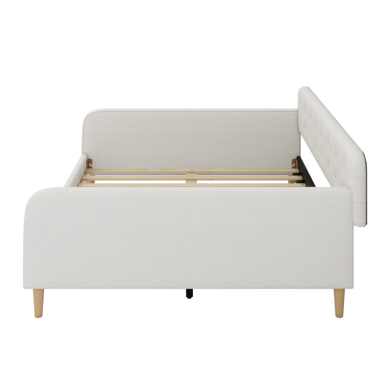 Upholstered Daybed With 4 Support Legs, Beige