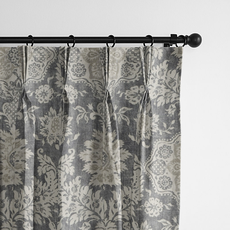 Paire de rideaux obscurcissant 100% coton Indali Barley, Blanc / gris, L 20 po x L 108 po