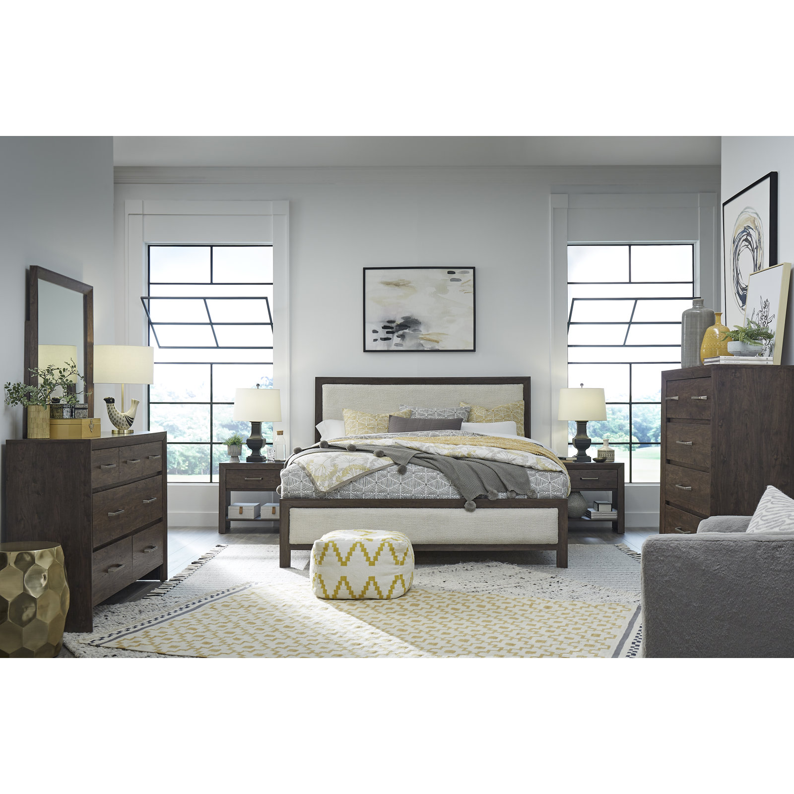 Upholstered Panel Bed, Queen