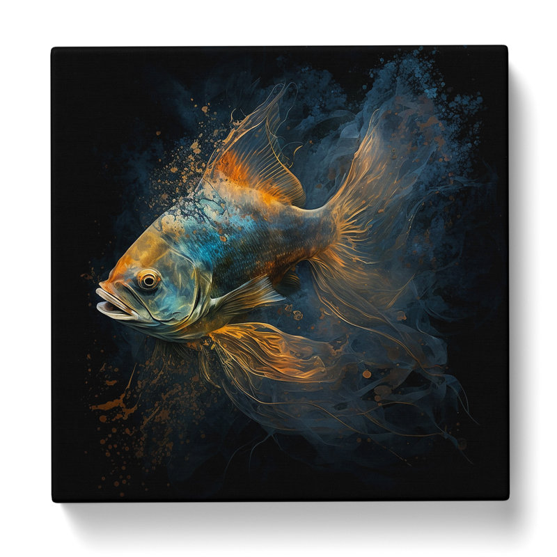 Fish Gestural Art - Wrapped Canvas, 50cm H x 50cm W x 3cm D