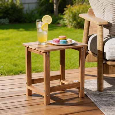 2PCS HIPS Outdoor Side Table , Durable Weather Resistant Patio Side Table for Adirondack Chairs, 200Lbs Load Bearing Square Small Outdoor Table for Backyard, Pool, Patio, Porch, Garden, Lawn, Relaxing Companion（set of 2）