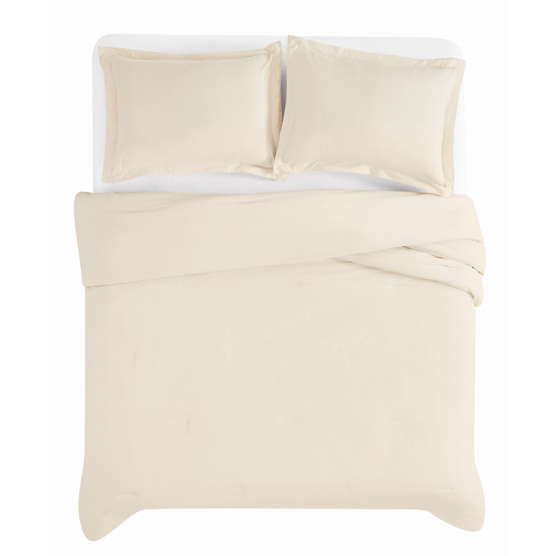 Frye Vintage Washed Cotton 3 Piece Comforter Set, King Comforter + 2 Shams, Natural