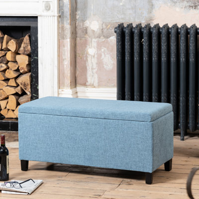 Ahri 98cm Wide Rectangle Solid Colour Standard Ottoman with Storage