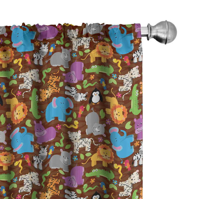 Animal Semi-Sheer Rod Pocket Curtain Panels, 28" x 84"