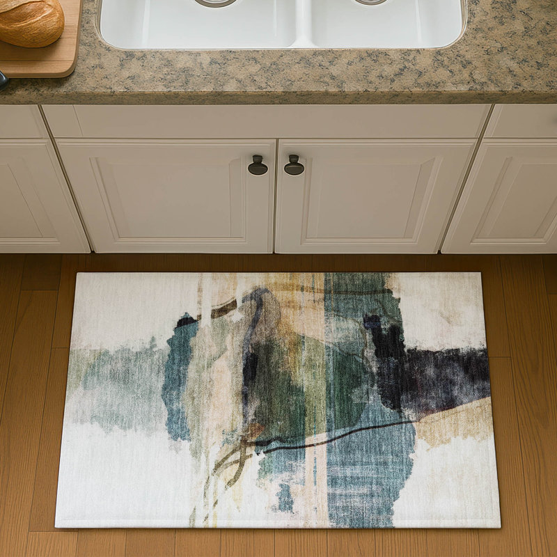 Premium Machine Washable Mayfield Abstract Rug, 1'8" x 2'6", Green