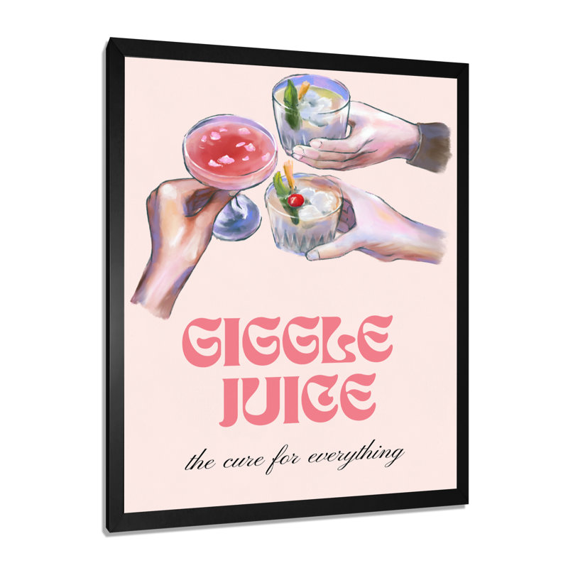 Giggle Juice, le remède pour tout - Décoration murale cocktails, Toile encadrée noire simple, H 20 po x l 12 po x P 1 po