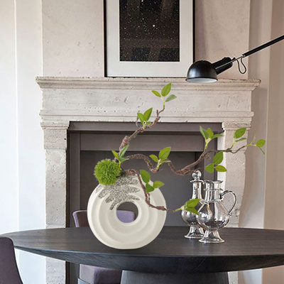Arbre artificiel 15 po avec vase en céramique blanche