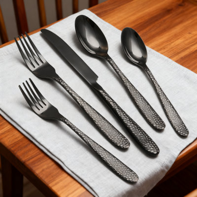 40-Piece Hammered Flatware Set For 8, Stainless Steel Silverware Set With Heavy-Duty Construction, Mirror Polished Finish, Dishwasher Safe Cutlery Set For Home And Restaurant Use